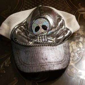 Silver Chain Skull Baseball Hat Retro Y2K